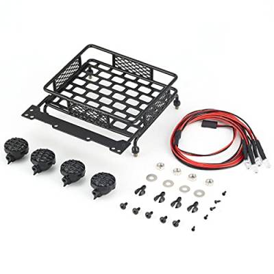 XEBRAD Dachgepäckträger, for Tamiya, CC01, for Axial, SCX10 D90 1/10 RC Auto Offroad-Crawler mit Scheinwerferleiste Dachgepäckträger für Spielzeugautos von XEBRAD